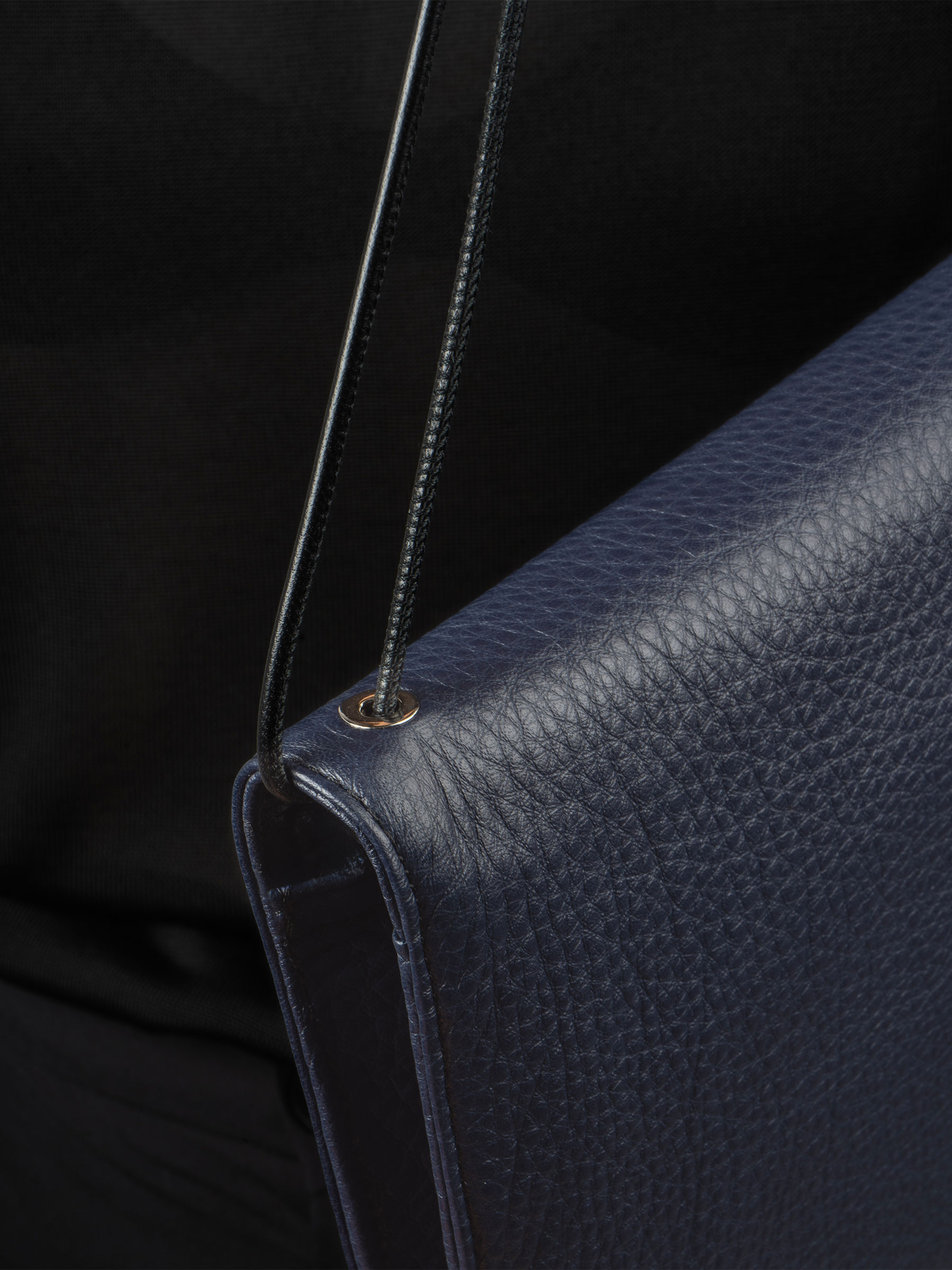 RE-OTHER shoulder bag in navy blue calfskin leather | TSATSAS