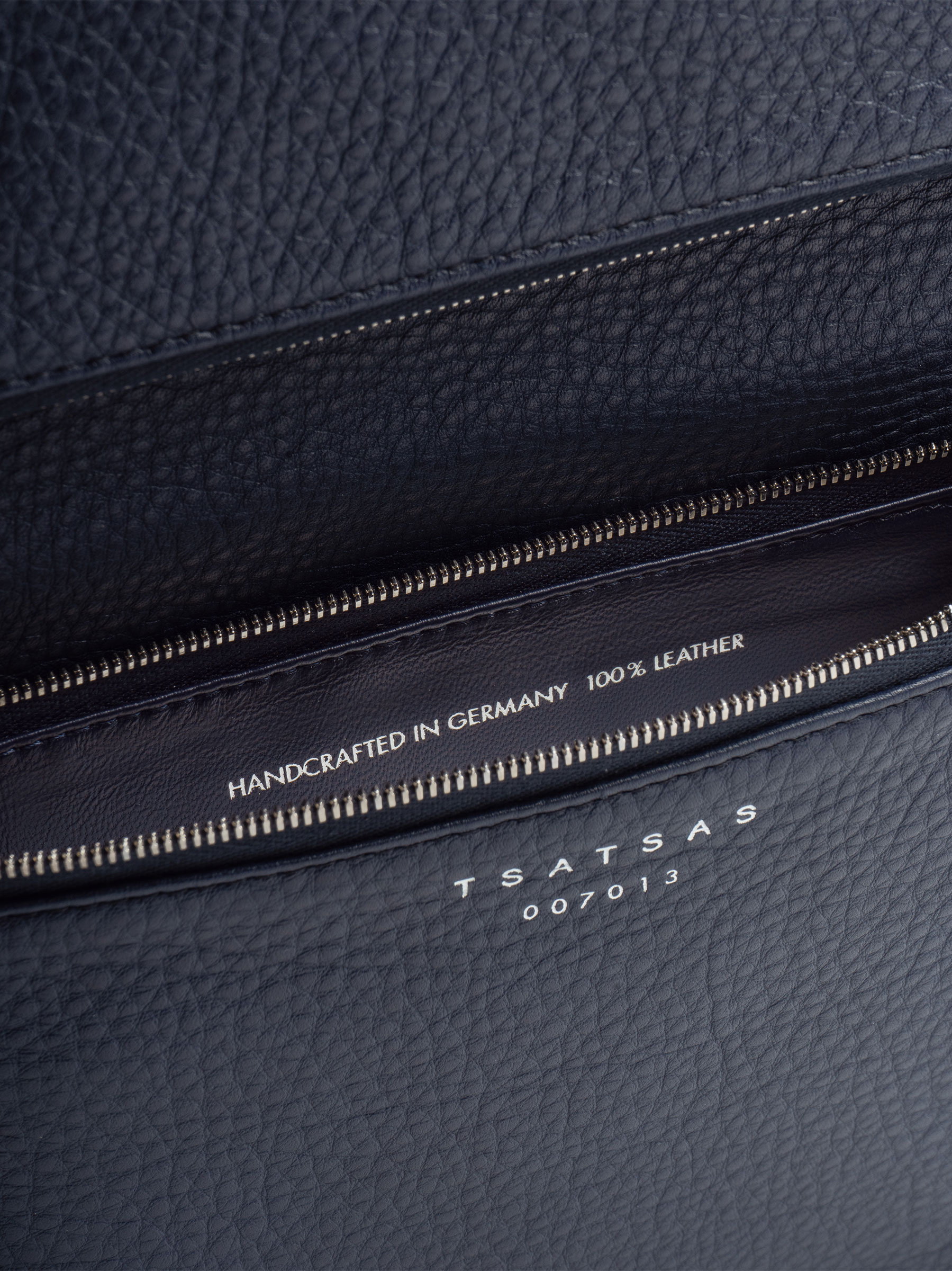 RE-OTHER shoulder bag in navy blue calfskin leather | TSATSAS