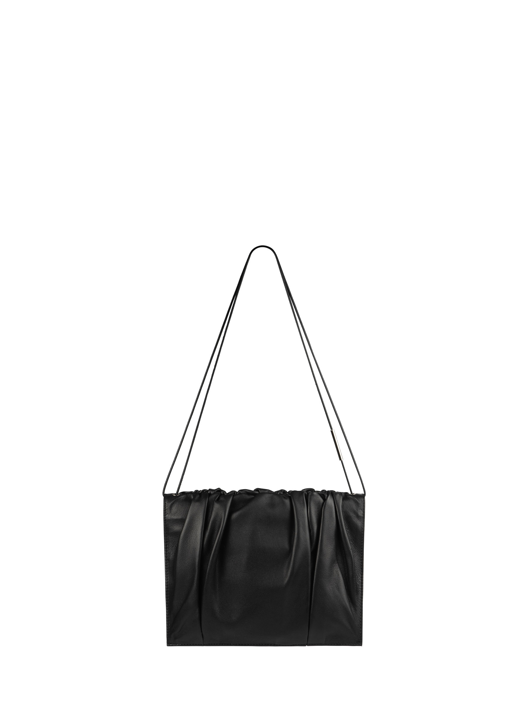 RE-OTHER shoulder bag in draped black lamb nappa leather | TSATSAS