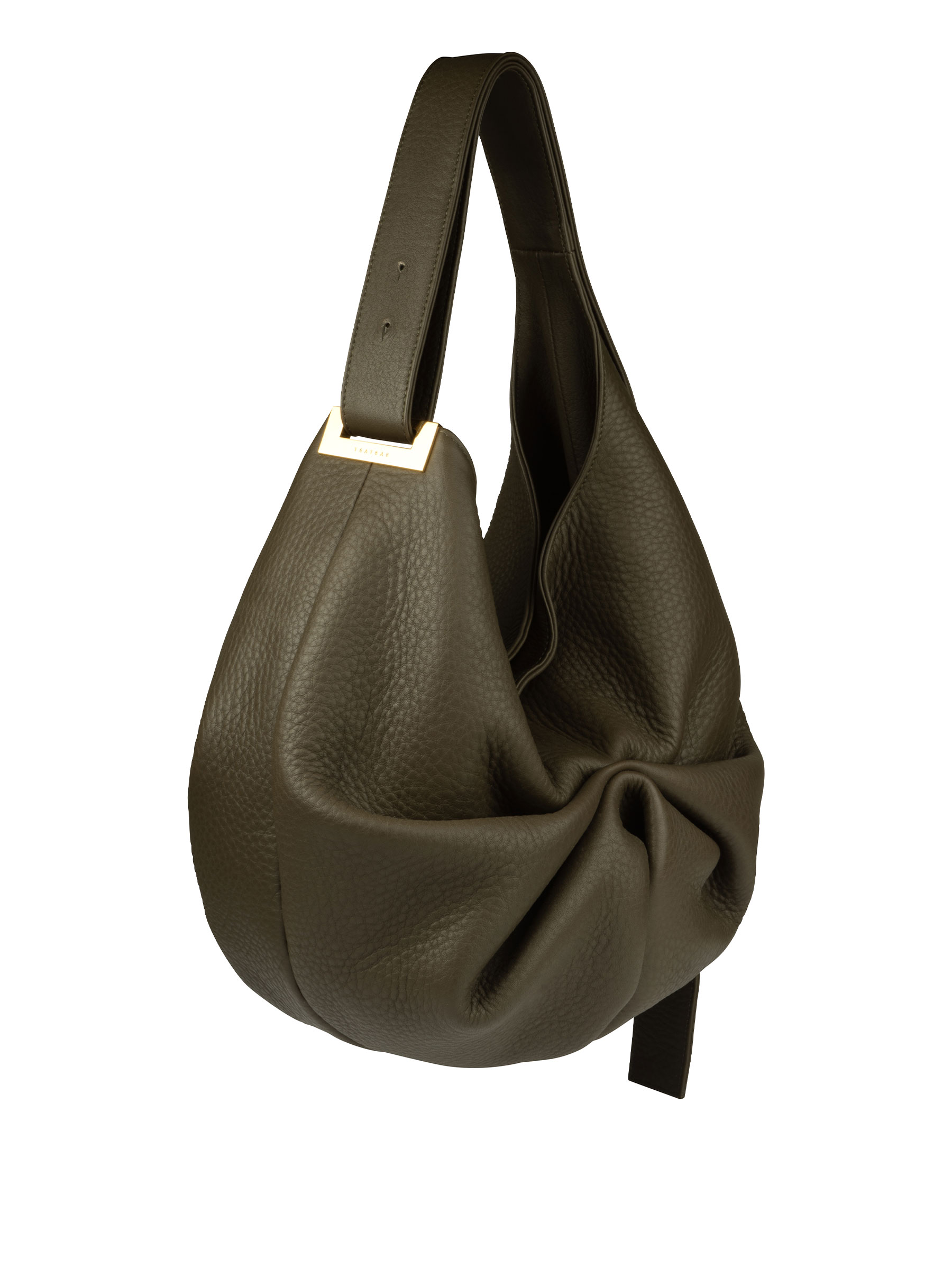 SACAR S shoulder bag in khaki green calfskin leather | TSATSAS