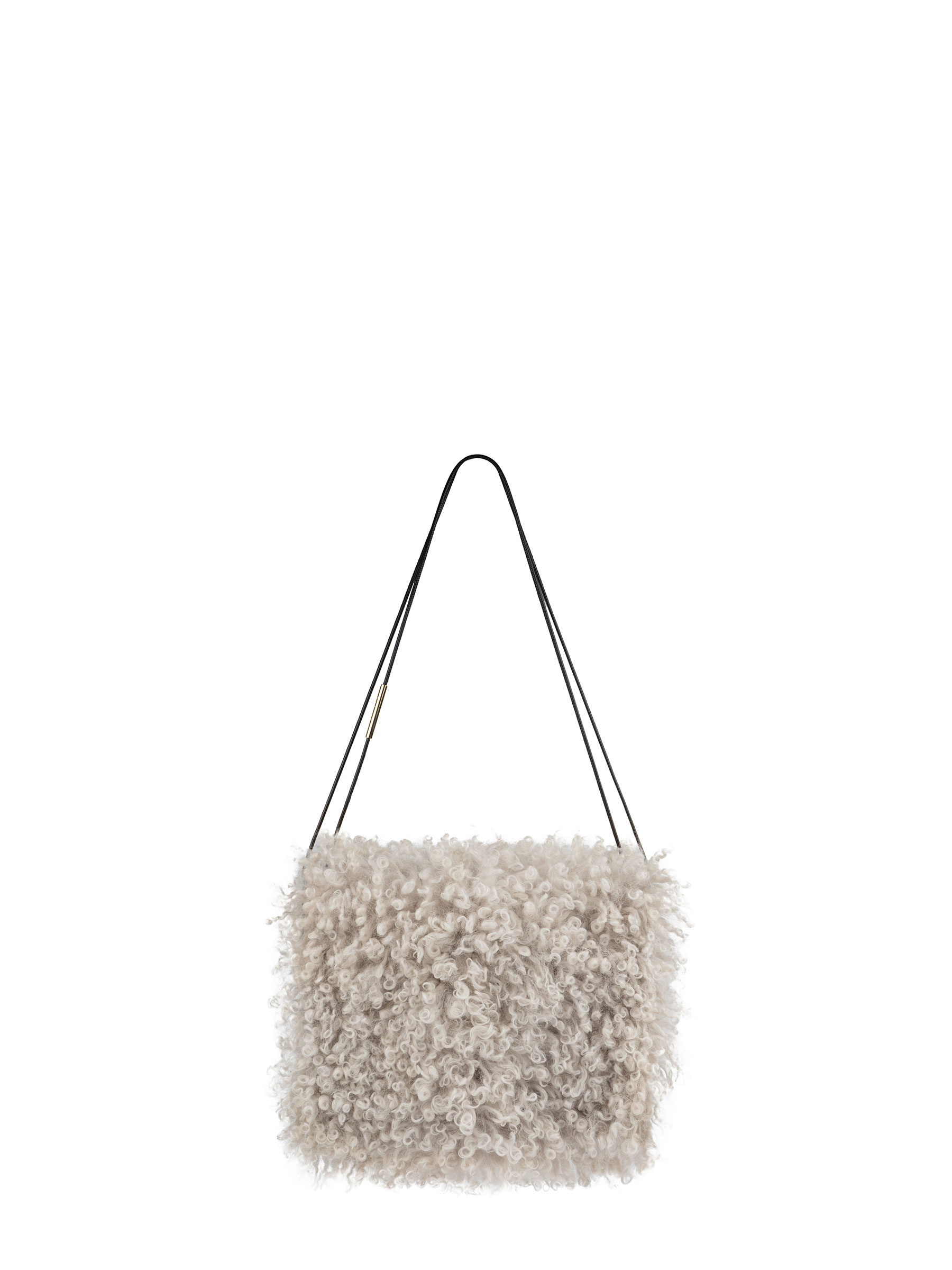 RE-OTHER shoulder bag in ivory shearling | TSATSAS