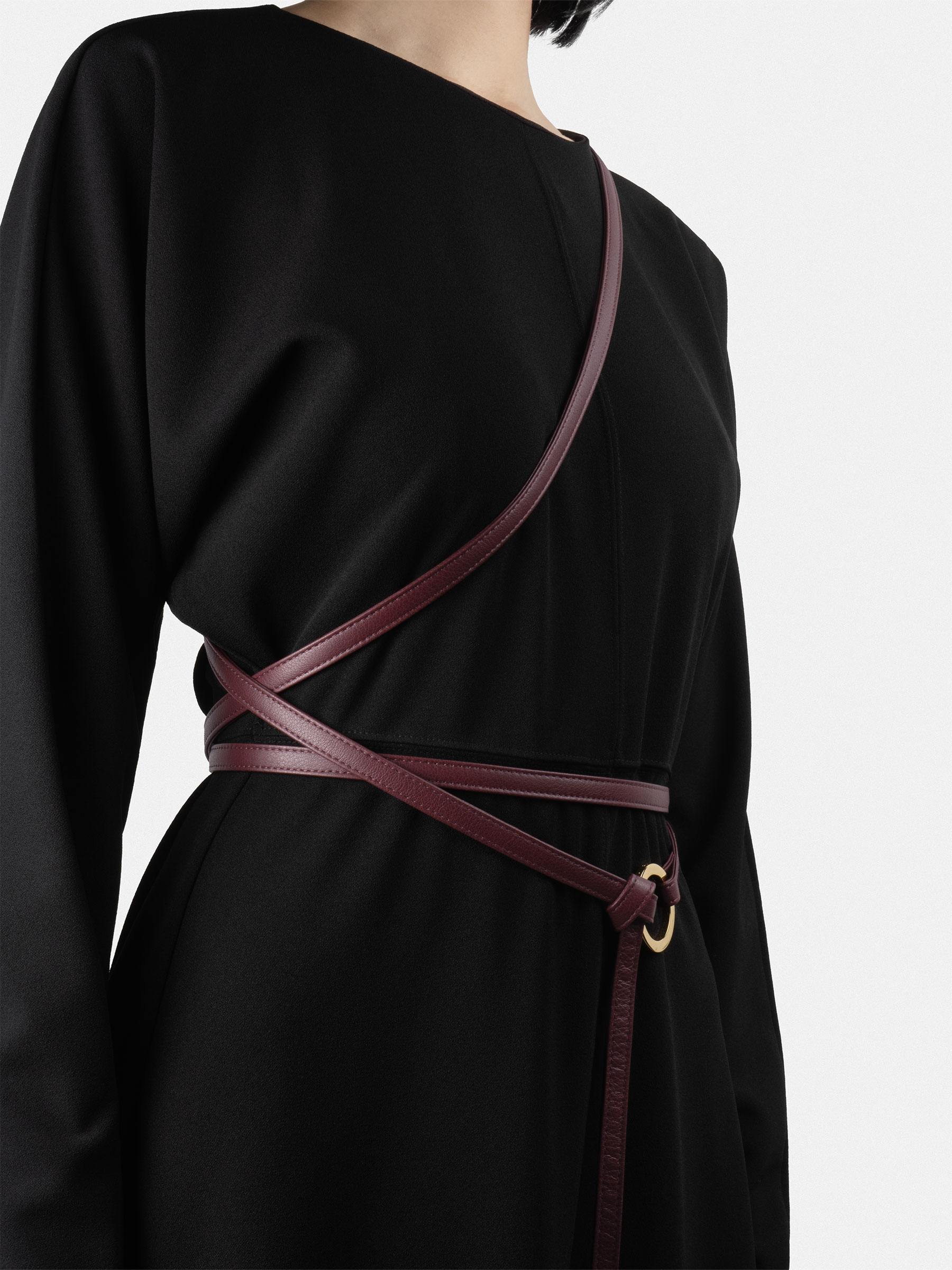 ANIS BELT in burgundy calfskin leather | TSATSAS