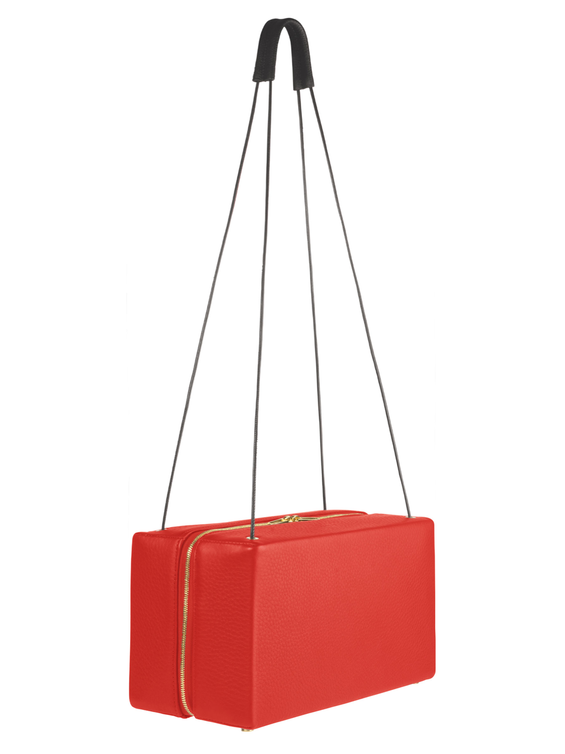 LINDEN shoulder bag in bright red calfskin leather | TSATSAS