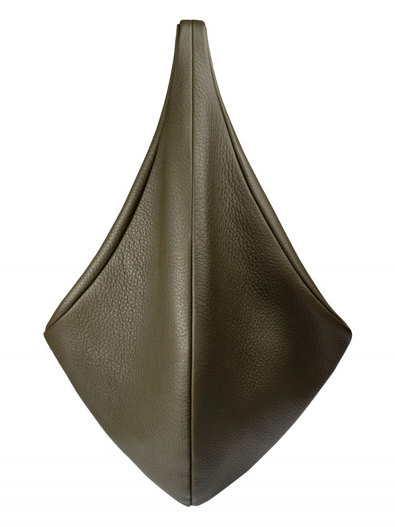 DANAIDE shoulder bag in khaki green calfskin leather | TSATSAS