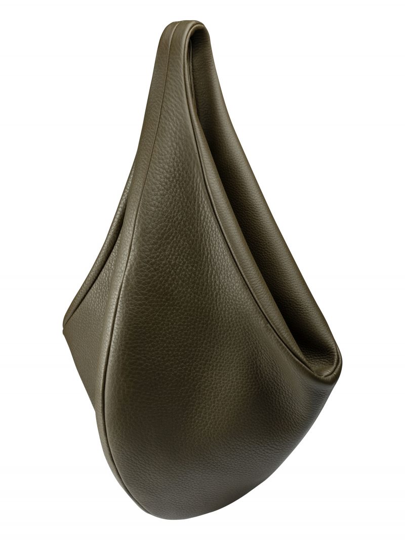 DANAIDE shoulder bag in khaki green calfskin leather | TSATSAS