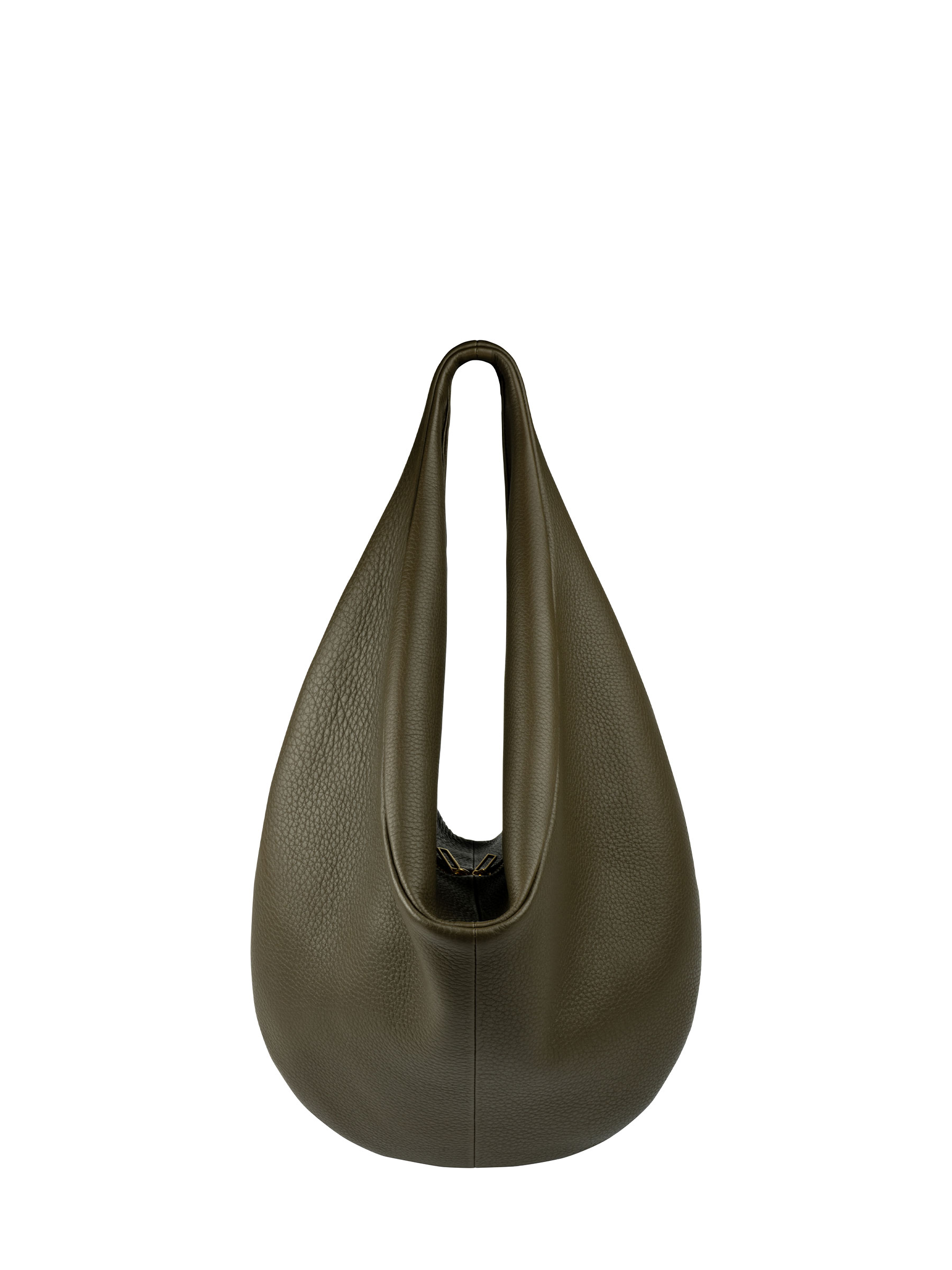 DANAIDE shoulder bag in khaki green calfskin leather | TSATSAS