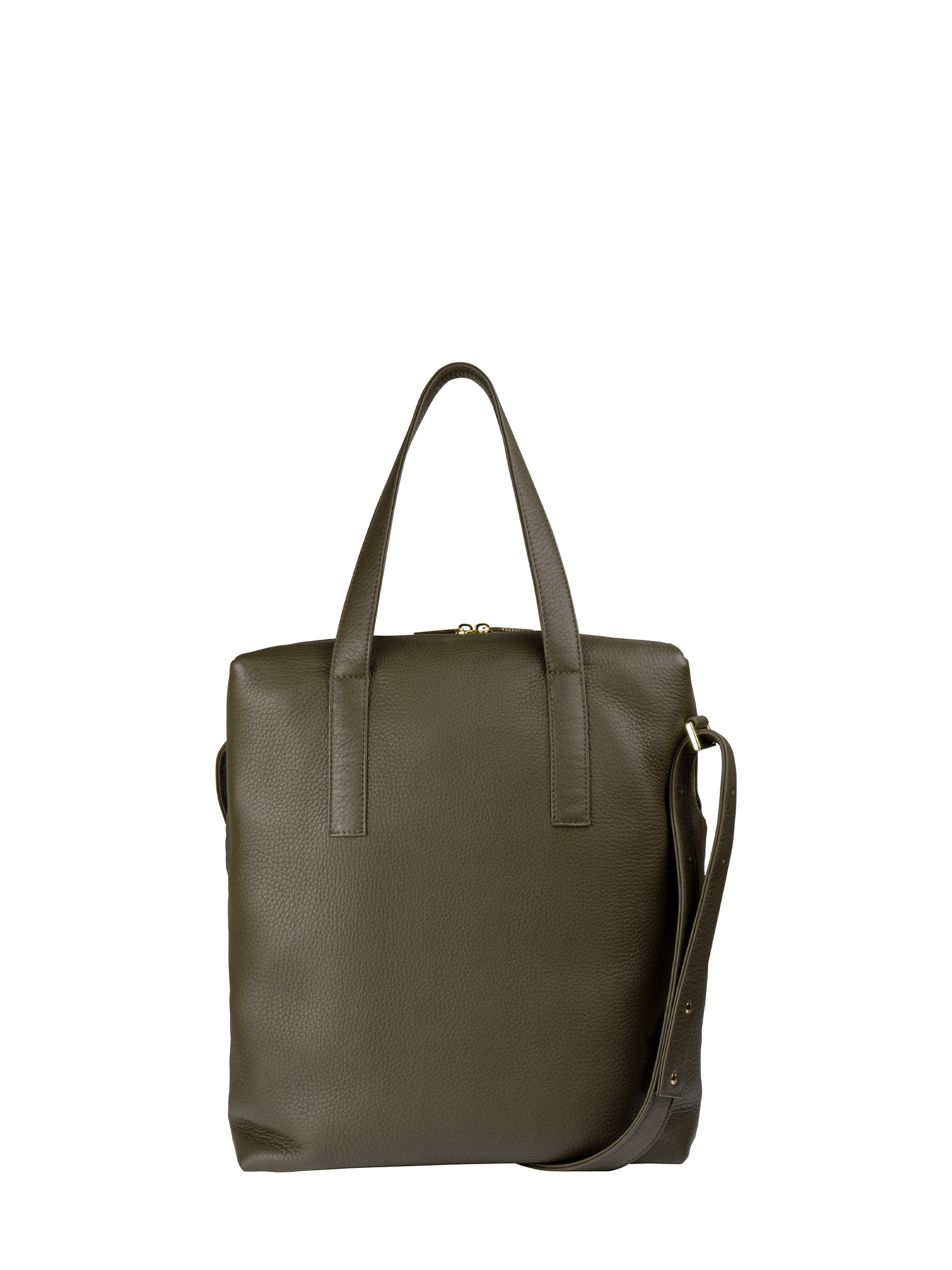 POLLOCK tote bag in khaki green calfskin leather | TSATSAS