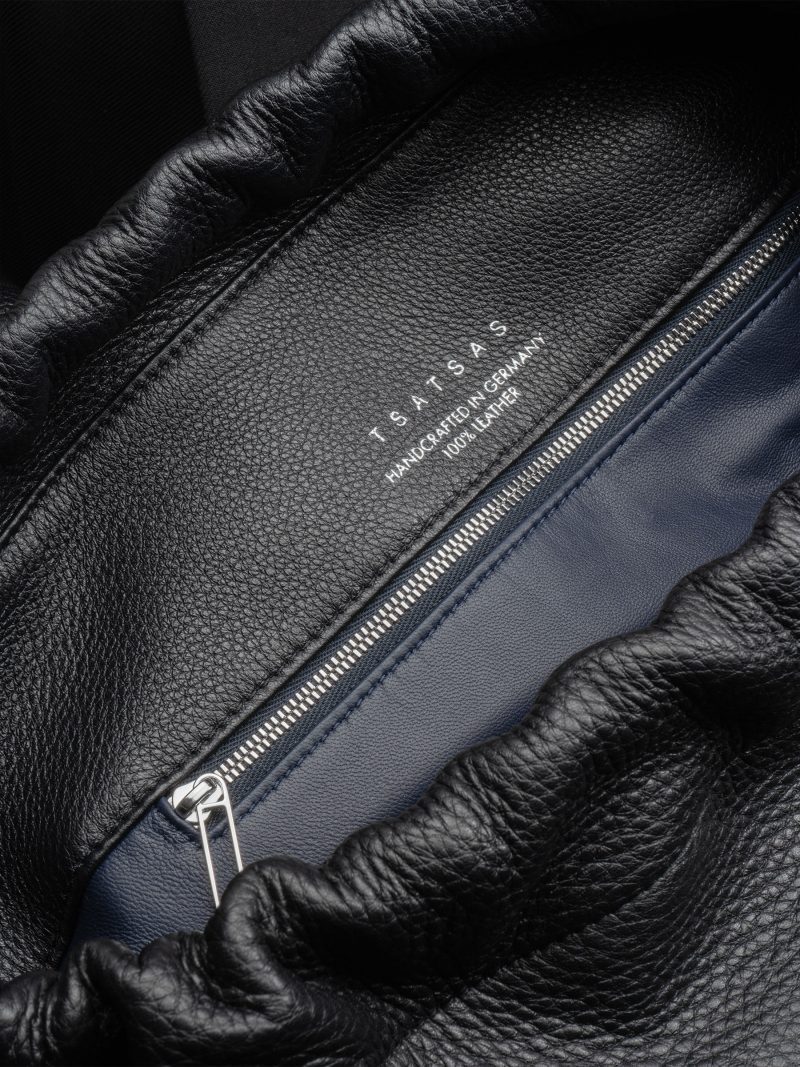 XELA backpack in black calfskin leather | TSATSAS