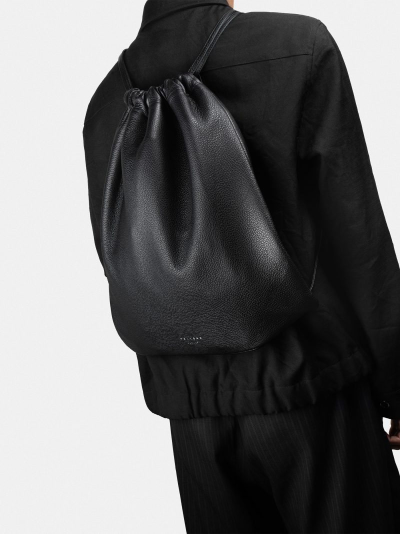 XELA backpack in black calfskin leather | TSATSAS