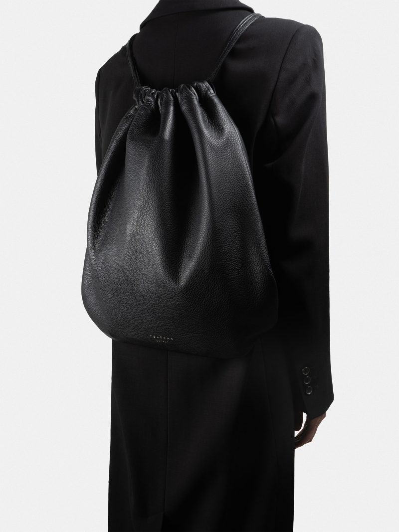 XELA backpack in black calfskin leather | TSATSAS