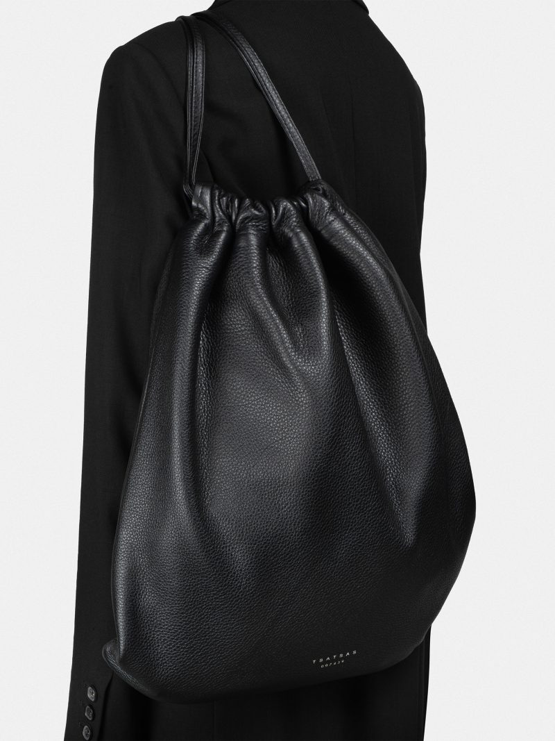 XELA backpack in black calfskin leather | TSATSAS