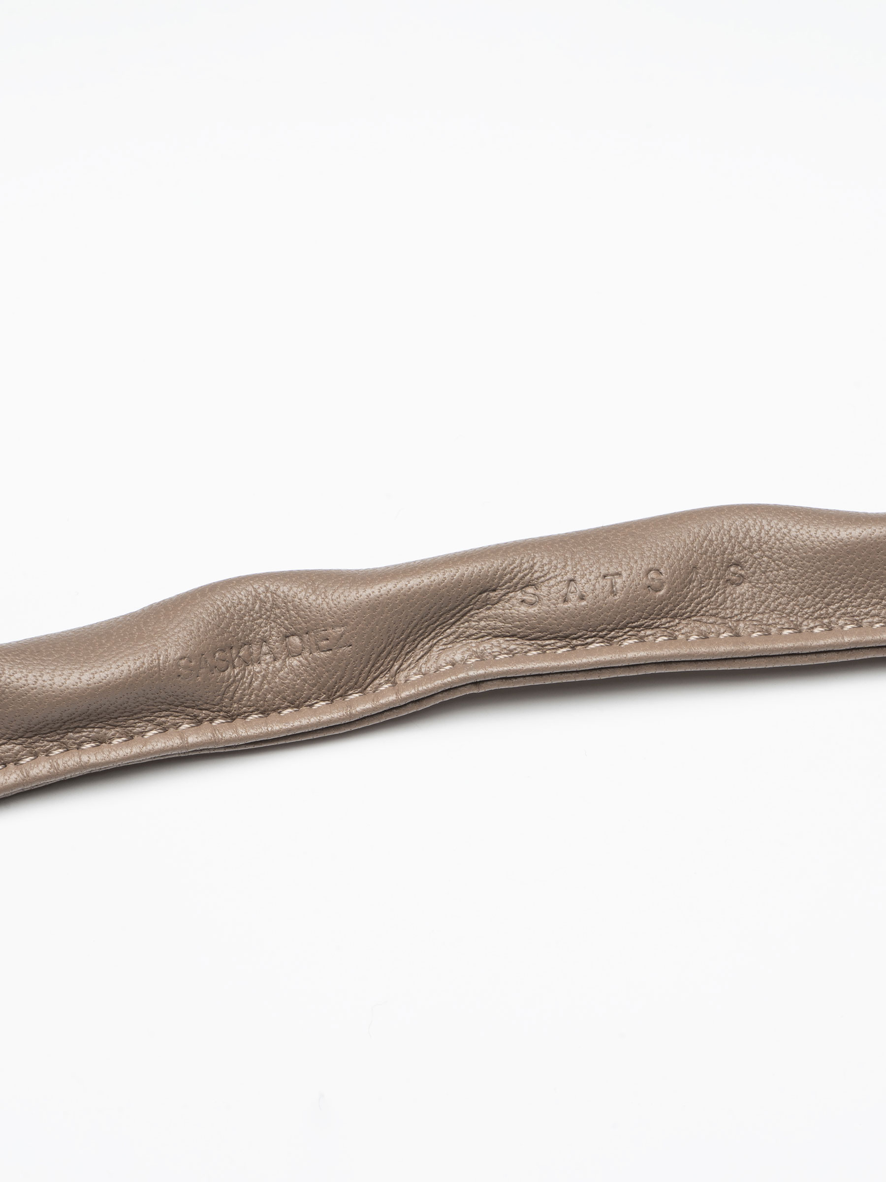 LATCH - Saskia Diez and TSATSAS - rhodium-plated brass with smoky quartz and taupe lamb nappa leather | TSATSAS