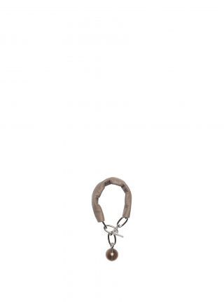 LATCH - Saskia Diez and TSATSAS - Bracelet in rhodium-plated brass with smoky quartz and taupe lamb nappa leather | TSATSAS