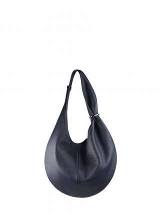 HALO shoulder bag in navy blue calfskin leather | TSATSAS