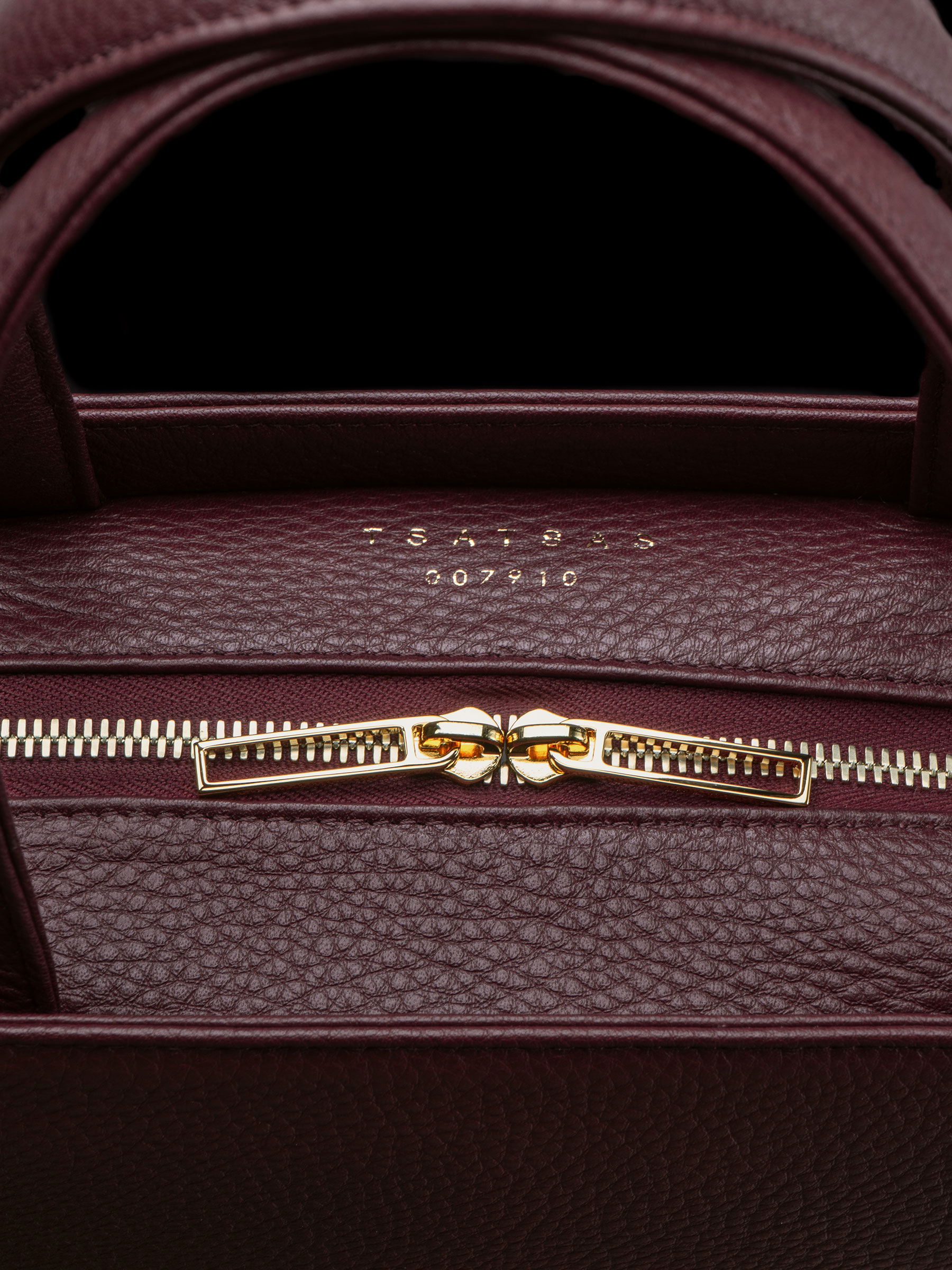 DELTOUR structured tote bag in burgundy calfskin leather | TSATSAS