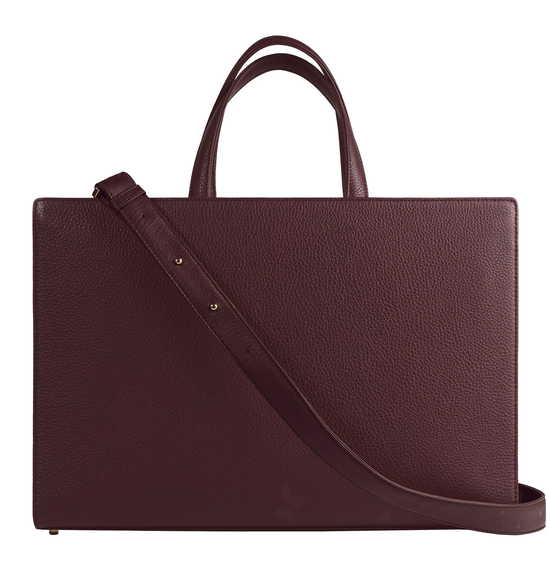 DELTOUR structured tote bag in burgundy calfskin leather | TSATSAS