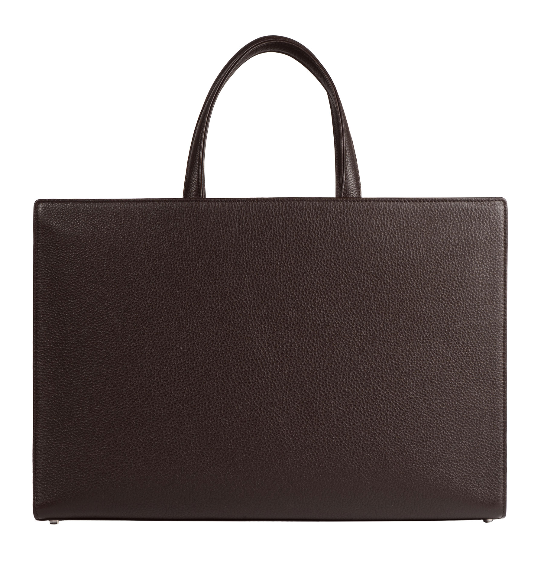 DELTOUR structured tote bag in dark brown calfskin leather | TSATSAS