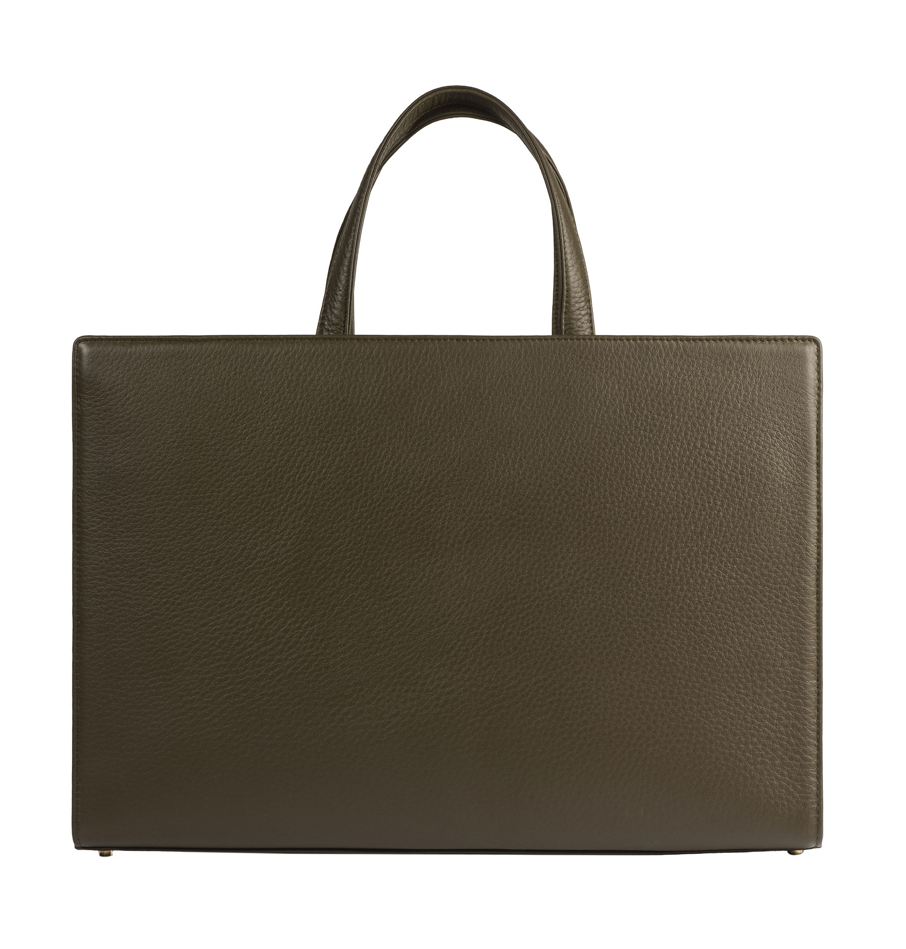 DELTOUR structured tote bag in khaki green calfskin leather | TSATSAS