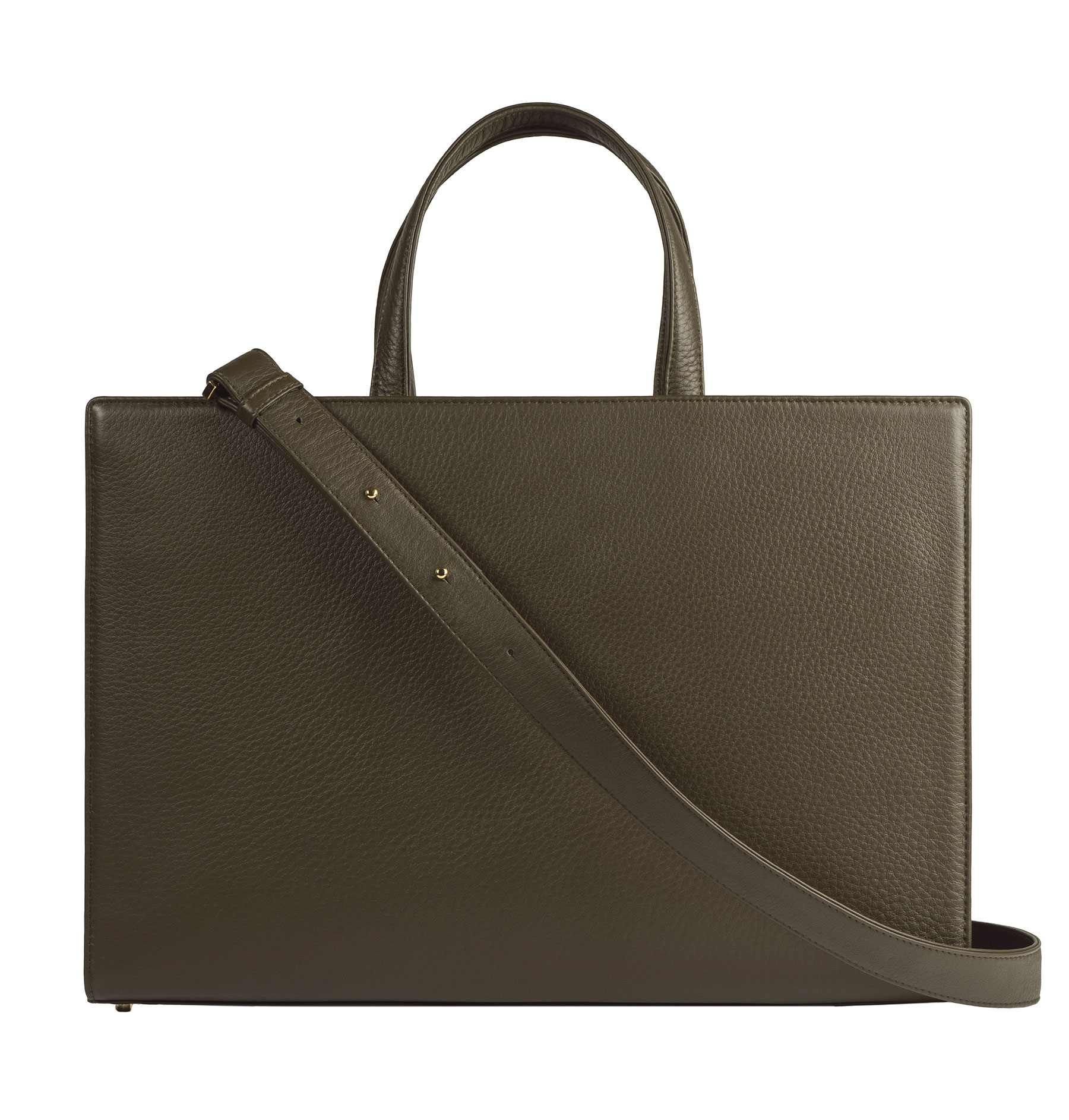DELTOUR structured tote bag in khaki green calfskin leather | TSATSAS