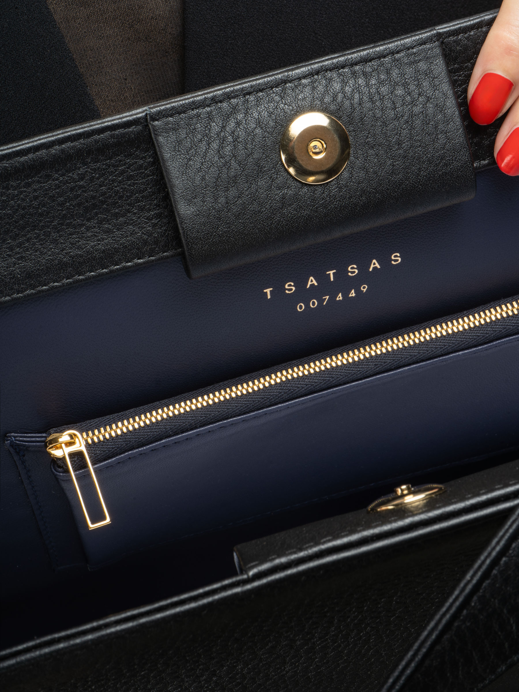 BASIL shoulder bag in black calfskin leather | TSATSAS