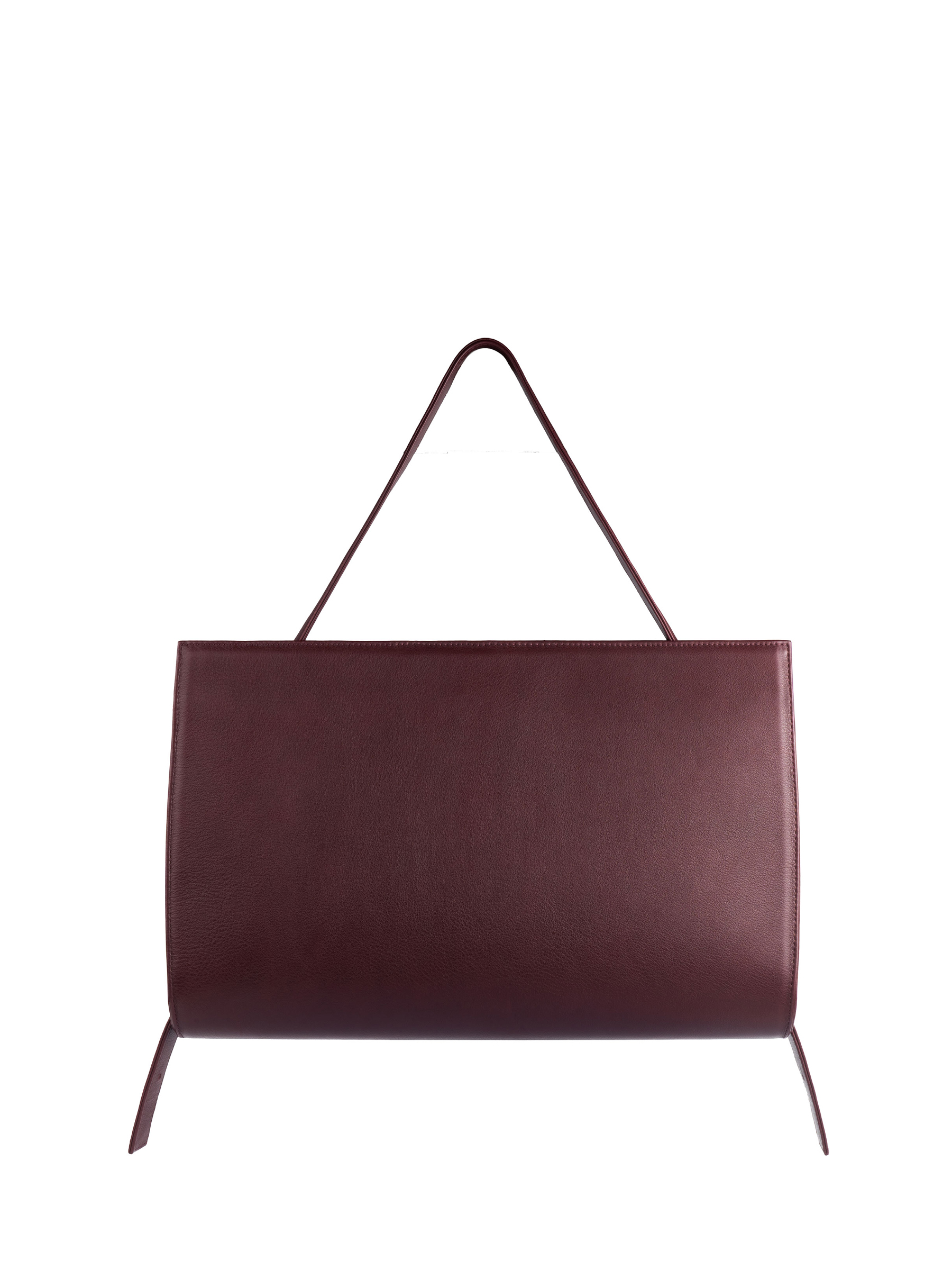 BASIL shoulder bag in burgundy calfskin leather | TSATSAS