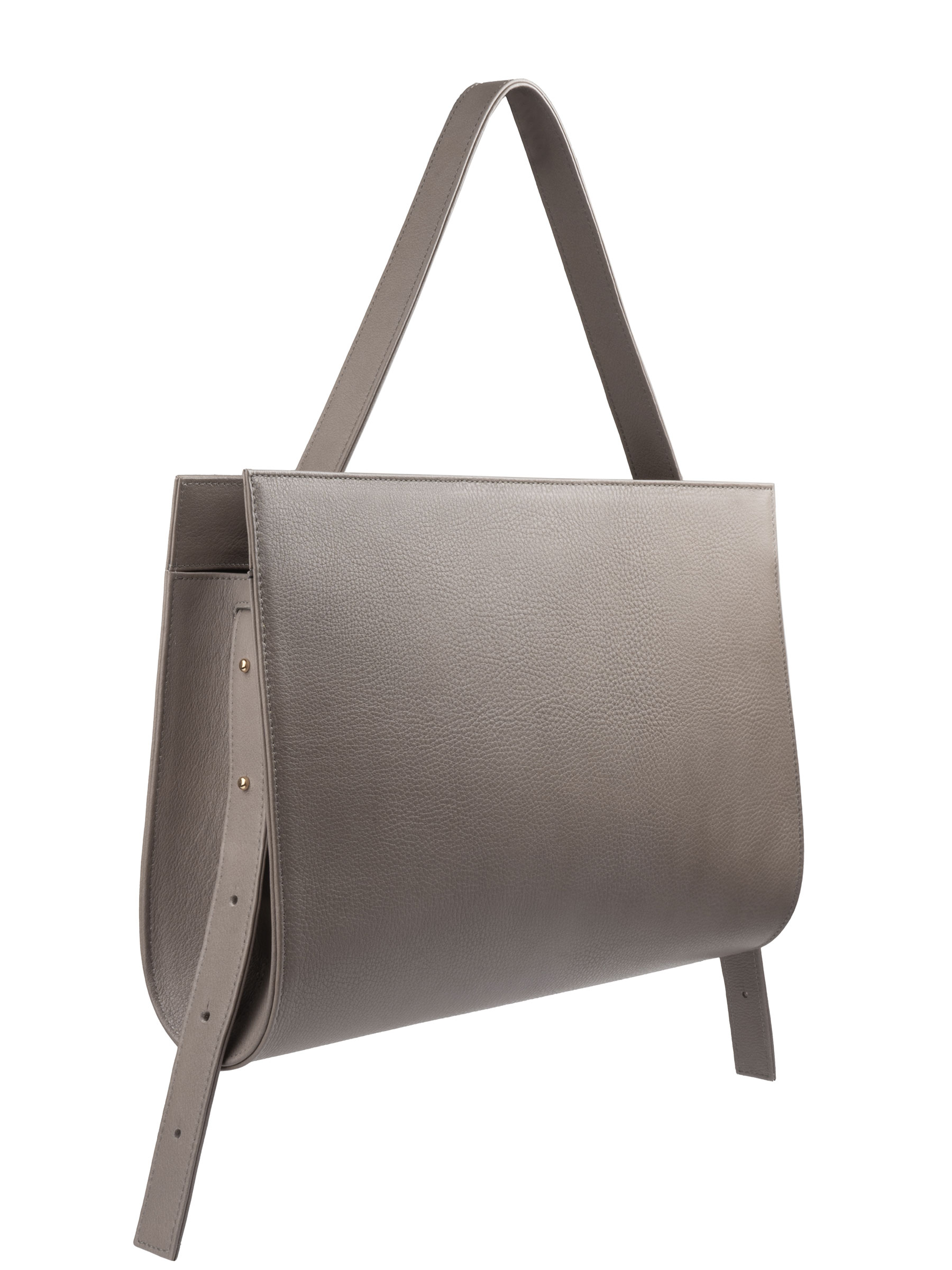 BASIL shoulder bag in grey calfskin leather | TSATSAS